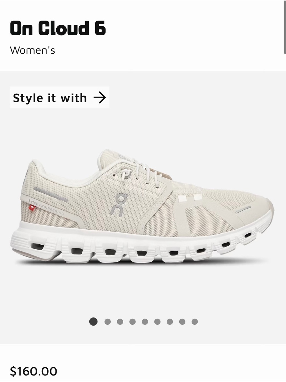 On Running Women's Cloud 6 Running Shoe - Cream/White